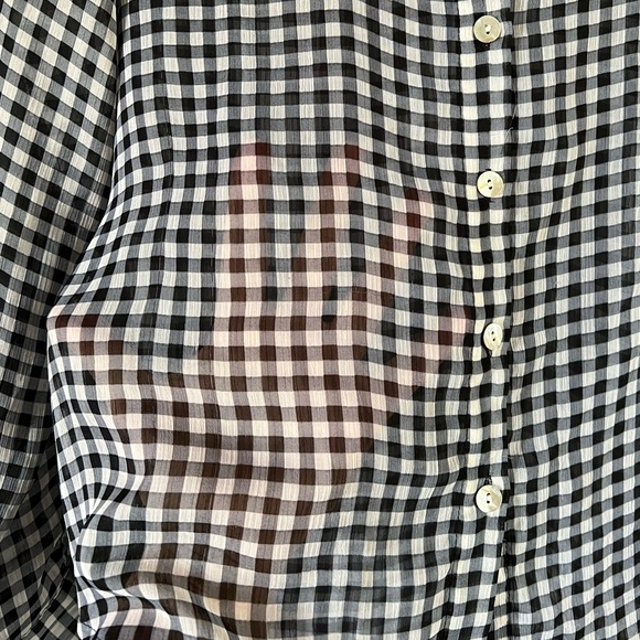 Sheer Black and white checkered button up blouse - Picture 4 of 5